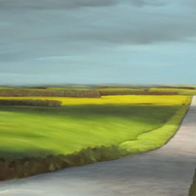 18-41 Wind Break and Canola 24x84 oil on canvas revision